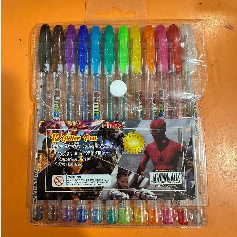 [ 1 BOARD ] GLITTER PEN PHILOS 12 COLORS / PHILOS GLITTER PEN 12 สี