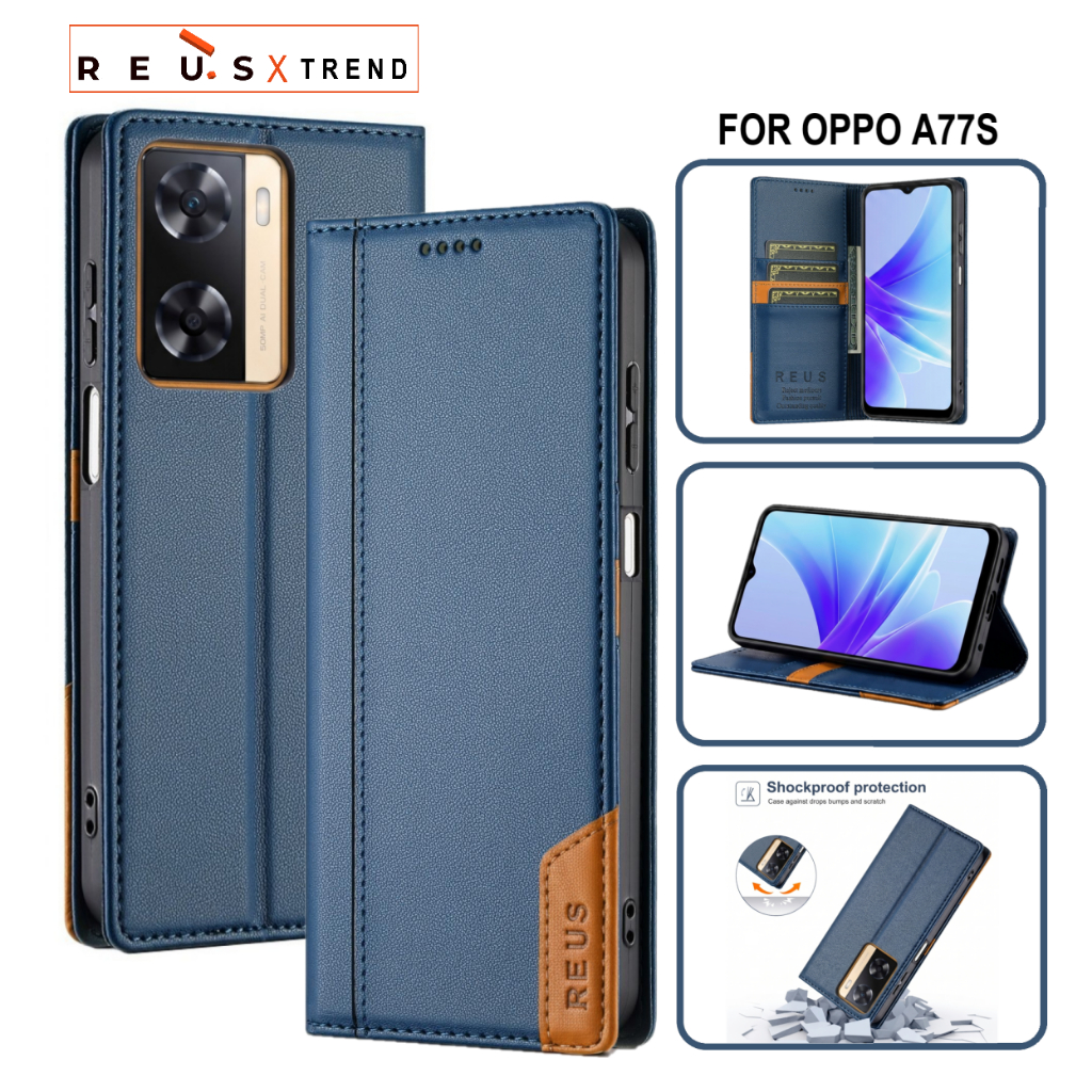 REUS เคสหนัง Oppo A77s Flip Cover Wallet Card Slot Luxury Premium เคสกันกระแทก