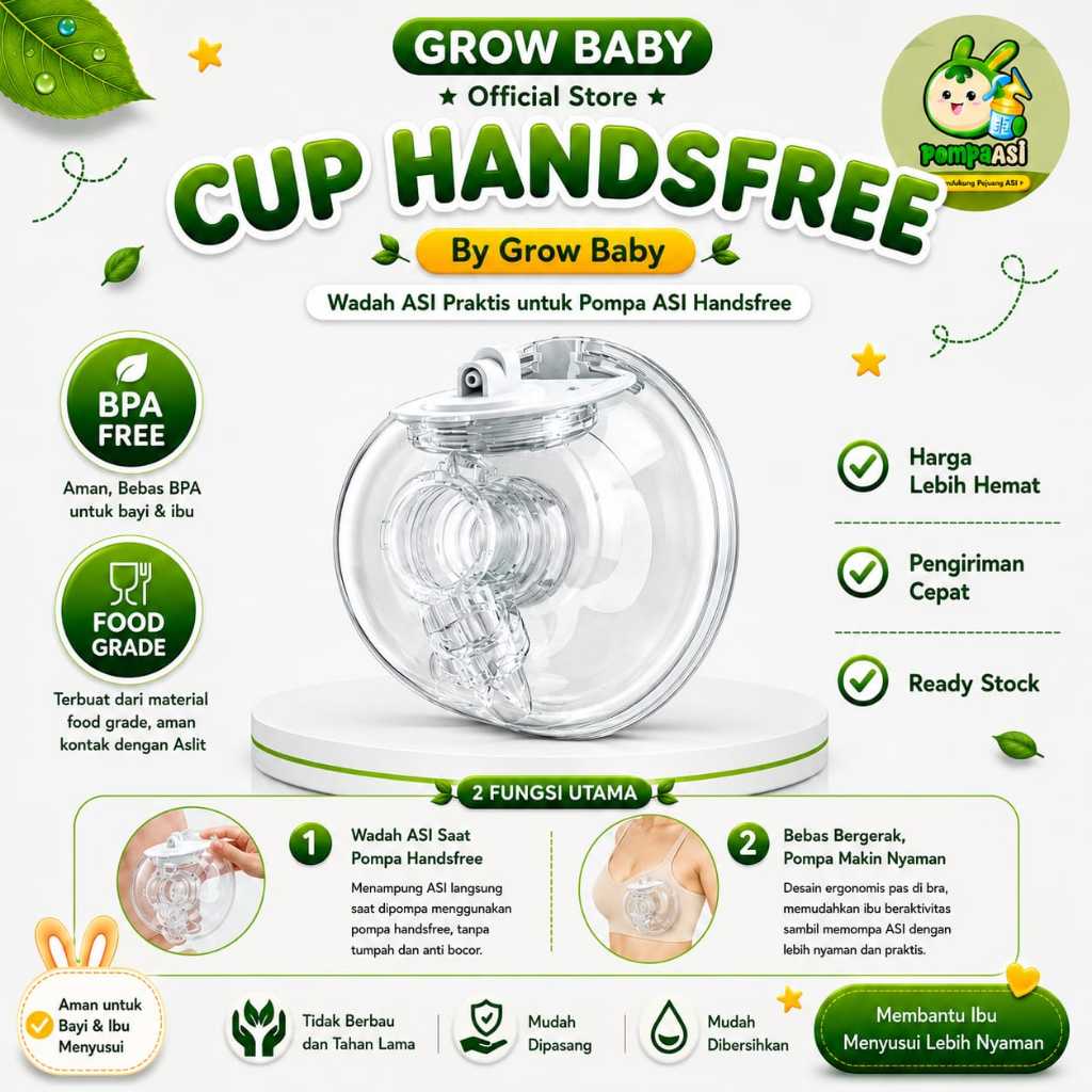 [Grow Baby] Cup Handfree Collection Cup 1 ชุดสําหรับเครื่องปั๊มนมพร้อมสายยางบรรจุ 1 ถ้วย