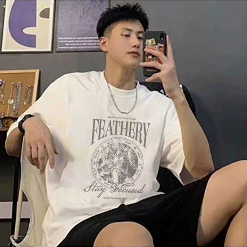 BIGSIZE เสื้อยืด (ขนาด M - 6XL) สไตล์เกาหลี FEATHERY เสื้อยืด Oversize เสื้อยืดเกาหลี Jumbo Oblong ห