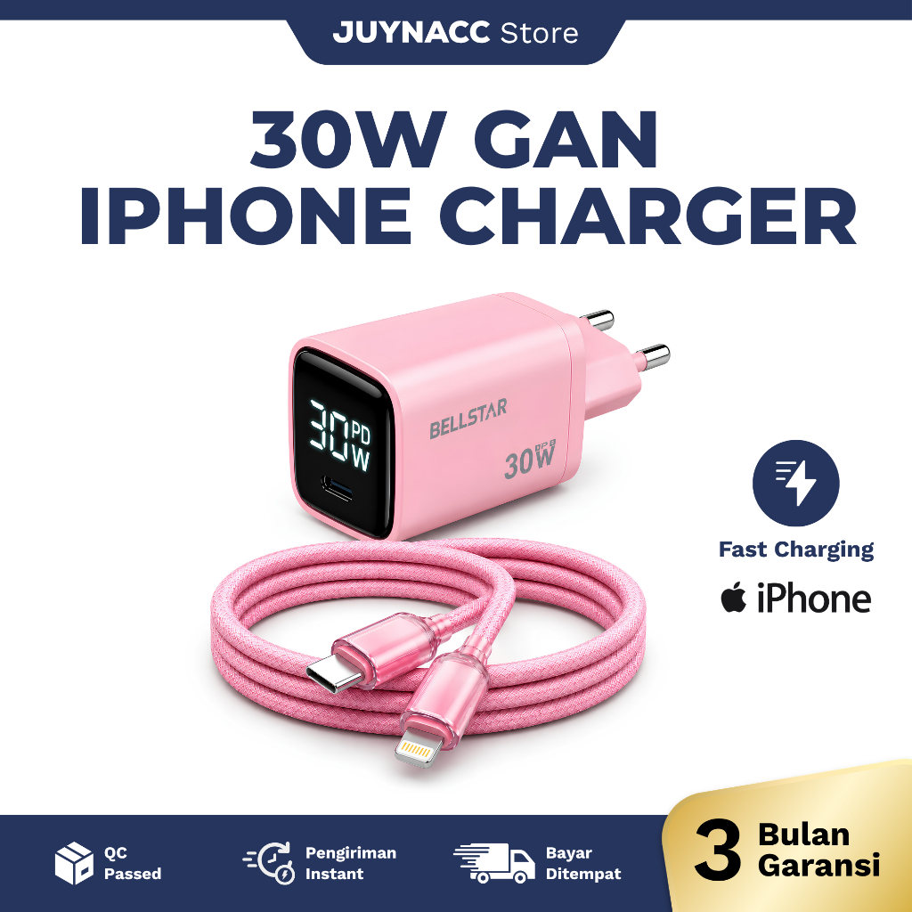 เครื่องชาร์จ PD 30W Type C to Lightning Fast Charging Adapter Cable Nylon Braided iPhone iPad