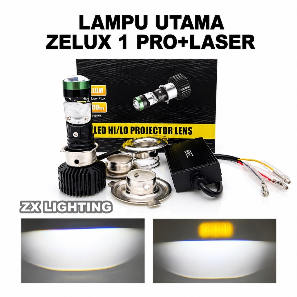 Zelux 1 Pro+Laser ZX Lighting LED Hi/Lo เลนส์โปรเจคเตอร์ สีดํา เงิน