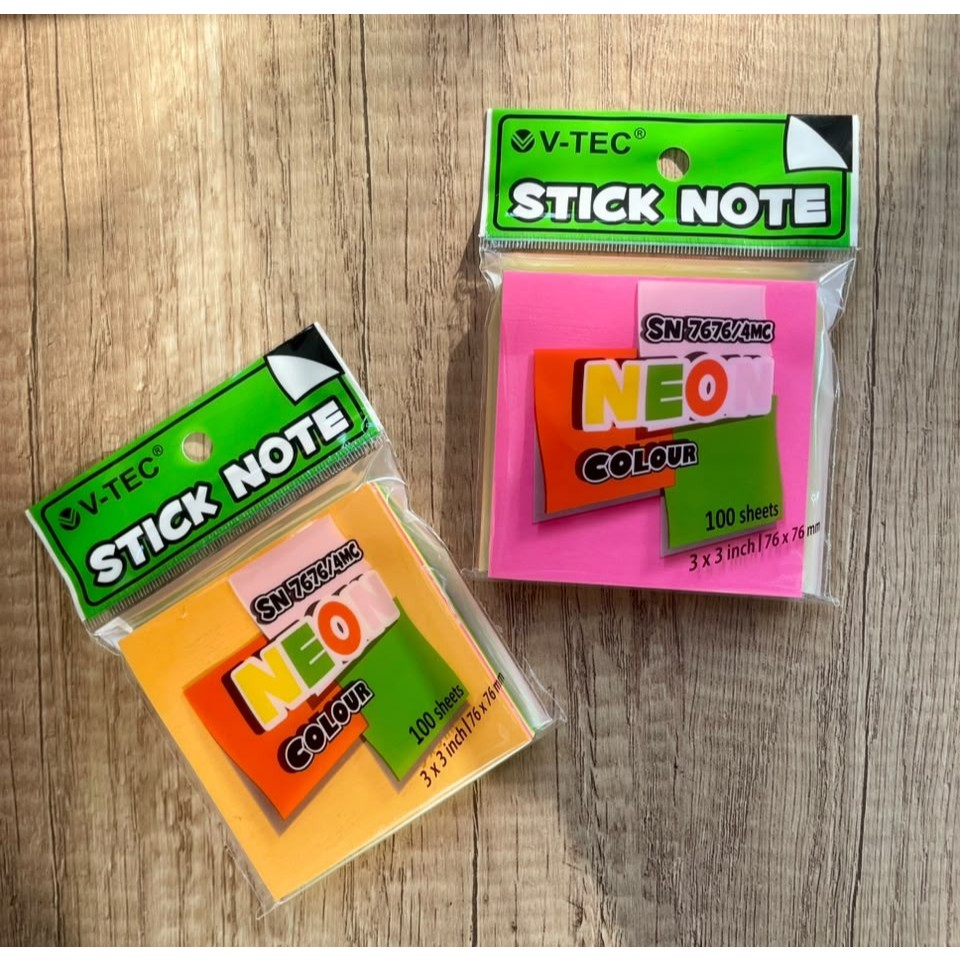V-TEC Sticky Notes 100 แผ่นผสม 4 สี Memo Paper Sticky Notes ขนาด 38x51 มม. 76x51 มม.