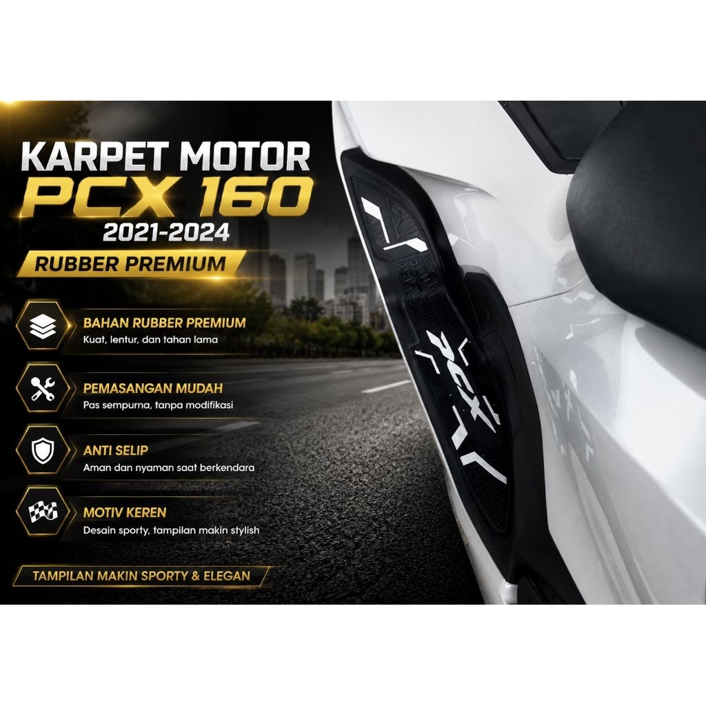 Pcx 160 2021-2023 พรมมอเตอร์ไซค์ Pcx 160 2021-2023 พักเท้าขอบ Pcx 160 เสื่อเท้า