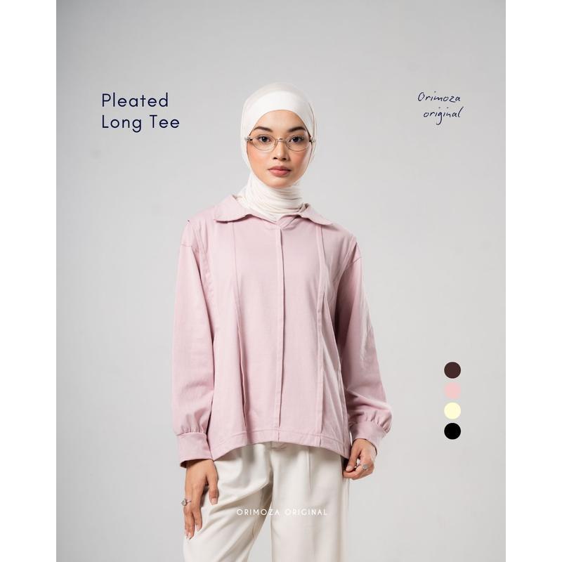 Sense Studio Zoe Pleated Long Tee Women Premium | เสื้อยืดแขนยาวผ้าฝ้ายหวีลําลองผู้หญิง