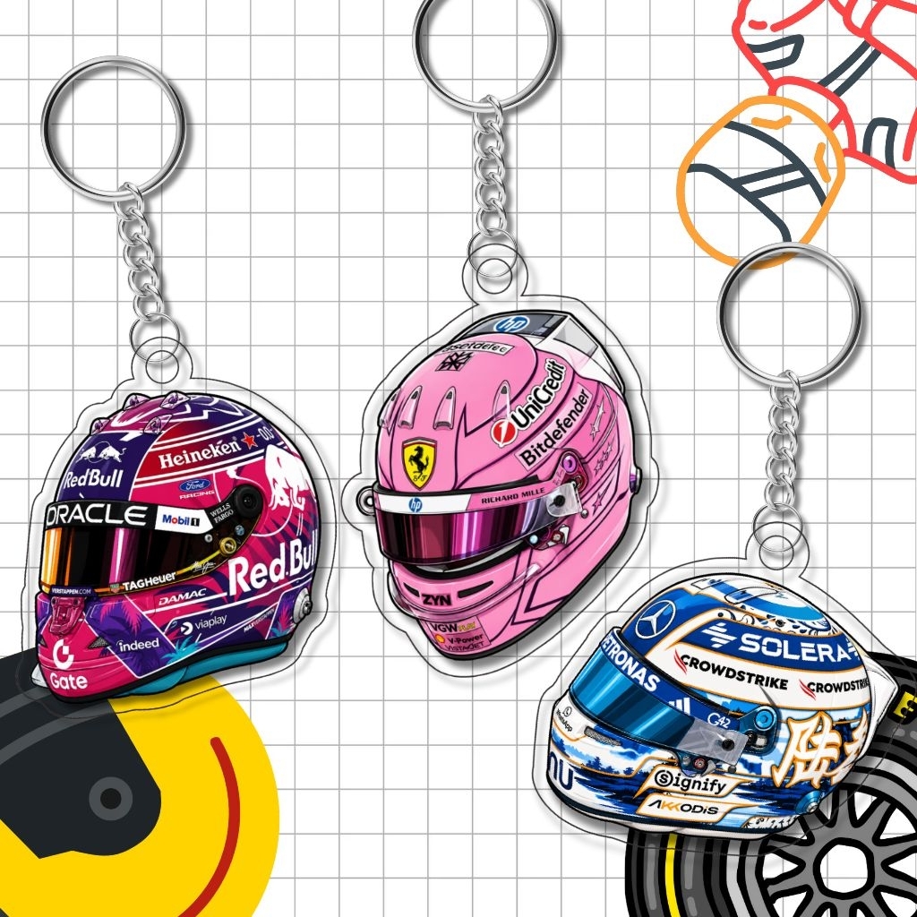 GANTUNGAN F1 Helmet Special Livery Keychain Formula One Special Livery