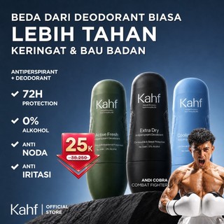 Kahf Deodorant Roll On Antiperspirant 45 ml - Deodoran Deo Pria Freshness All Day, 0% Alcohol, Easy Application, Anti Iritasi, Bebas Bau, Tahan Keringat, Wangi Seharian - Suitable for Daily Use