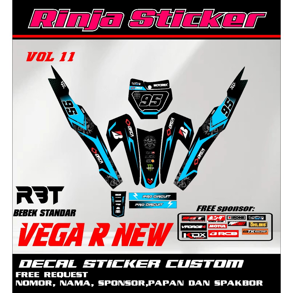 สติ๊กเกอร์ดีคอลใหม่ล่าสุด RBT VEGA R ใหม่ใหม่ล่าสุด RS VOL 11 ฟรี REQUEST NAME NUMBER และ SPONSOR