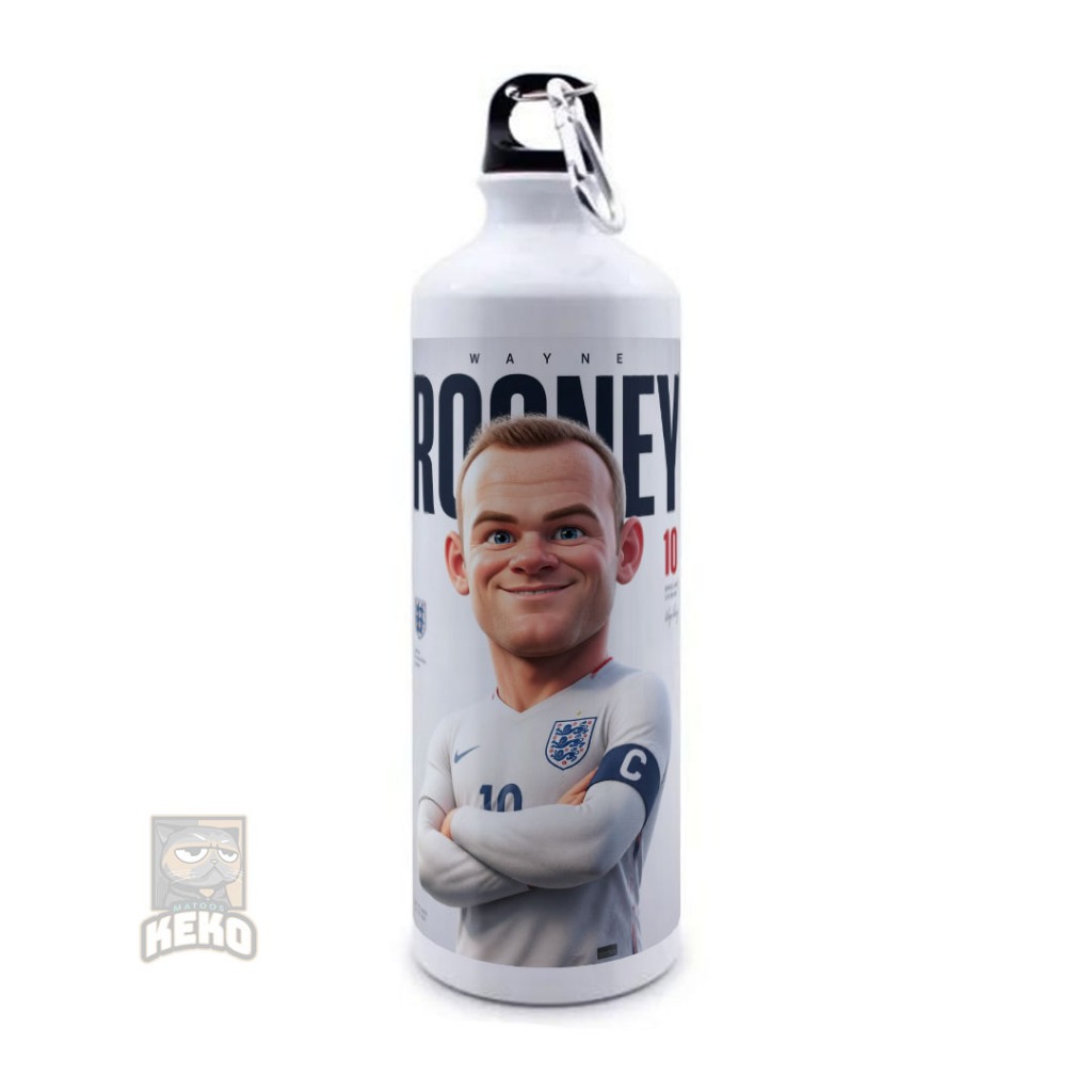 Wayne Rooney 3D Cartoon Art The Ultimate Football Icon Sport Bottle