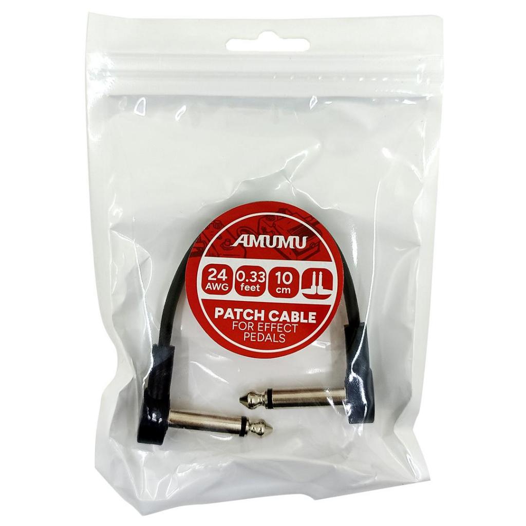 Amumu PC08-AA-10CM L-Jack Mono Guitar Effect Jumper Patch Cable 6.35 มม.