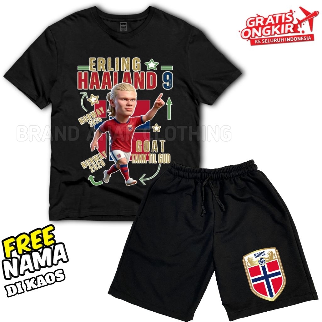 ชุดเสื้อยืดและกางเกงเด็ก Erling Haaland - ชื่อฟรี - เสื้อผ้าเสื้อยืดสําหรับเด็ก