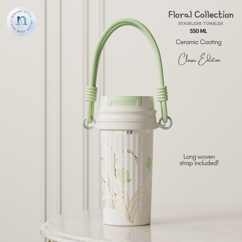 [NABUBU] Classic Floral Collection 550ML Tumbler ขวดดื่มเคลือบเซรามิก SUS 304