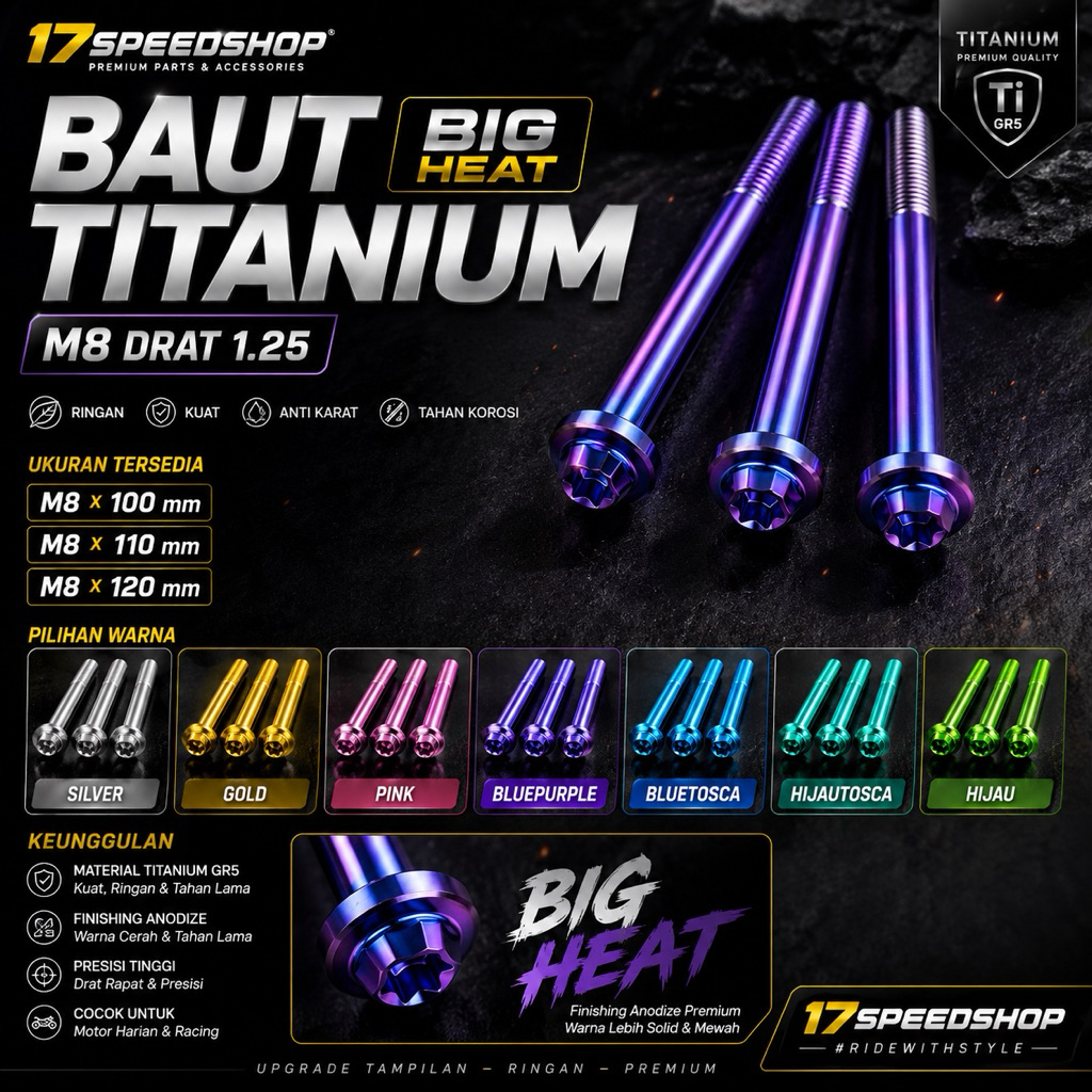น็อตไทเทเนียม m8 เกลียว 12 M8x110
