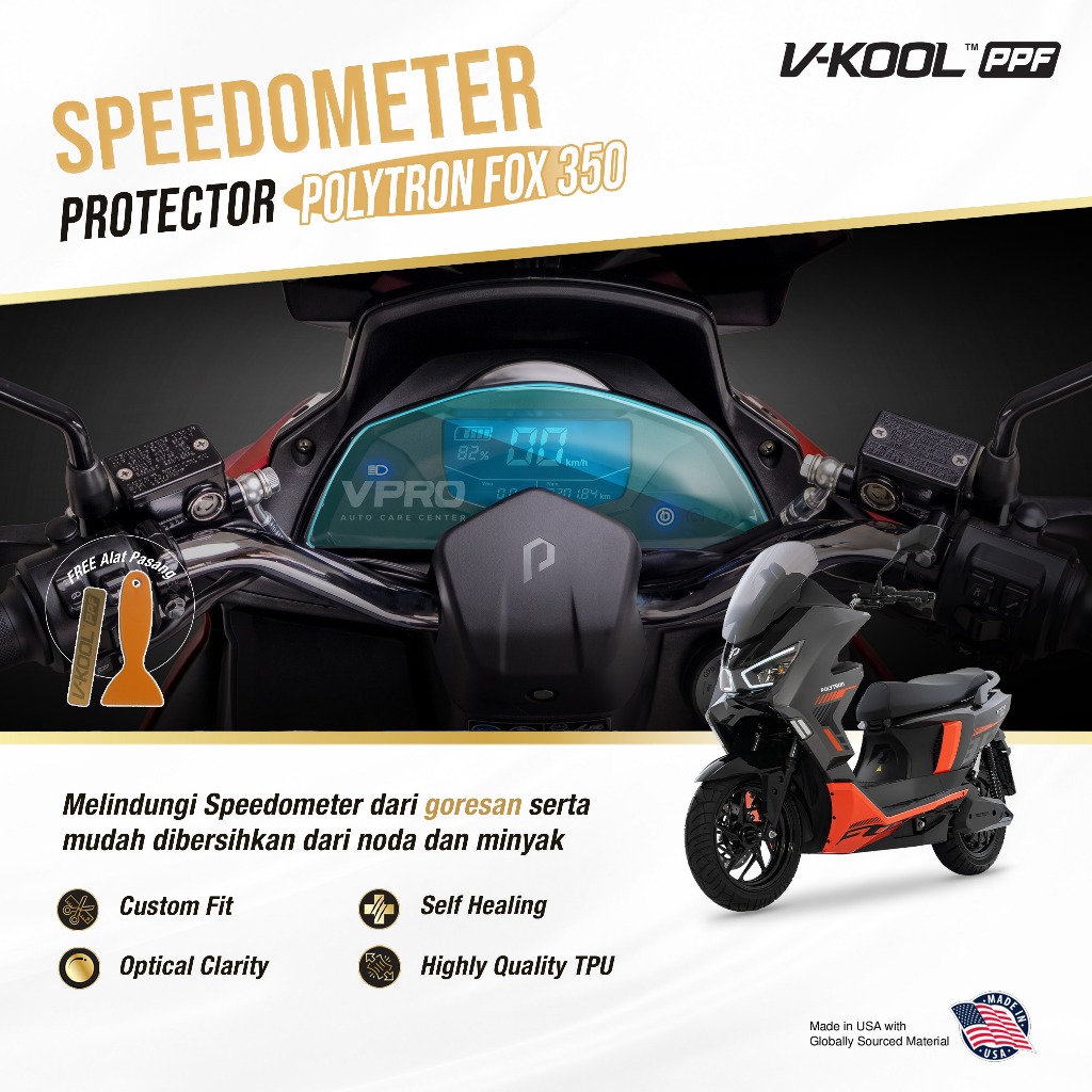 VKOOL PPF มอเตอร์วัดความเร็ว Polytron Fox 350 | รถมอเตอร์ไซค์กันรอย
