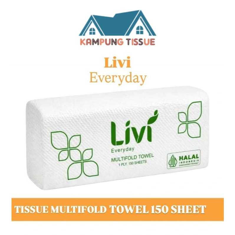 LIVI EVERYDAY MULTIFOLD 150s 1ply / ผ้าเช็ดมือทิชชู่ livi 1 ply 150 s
