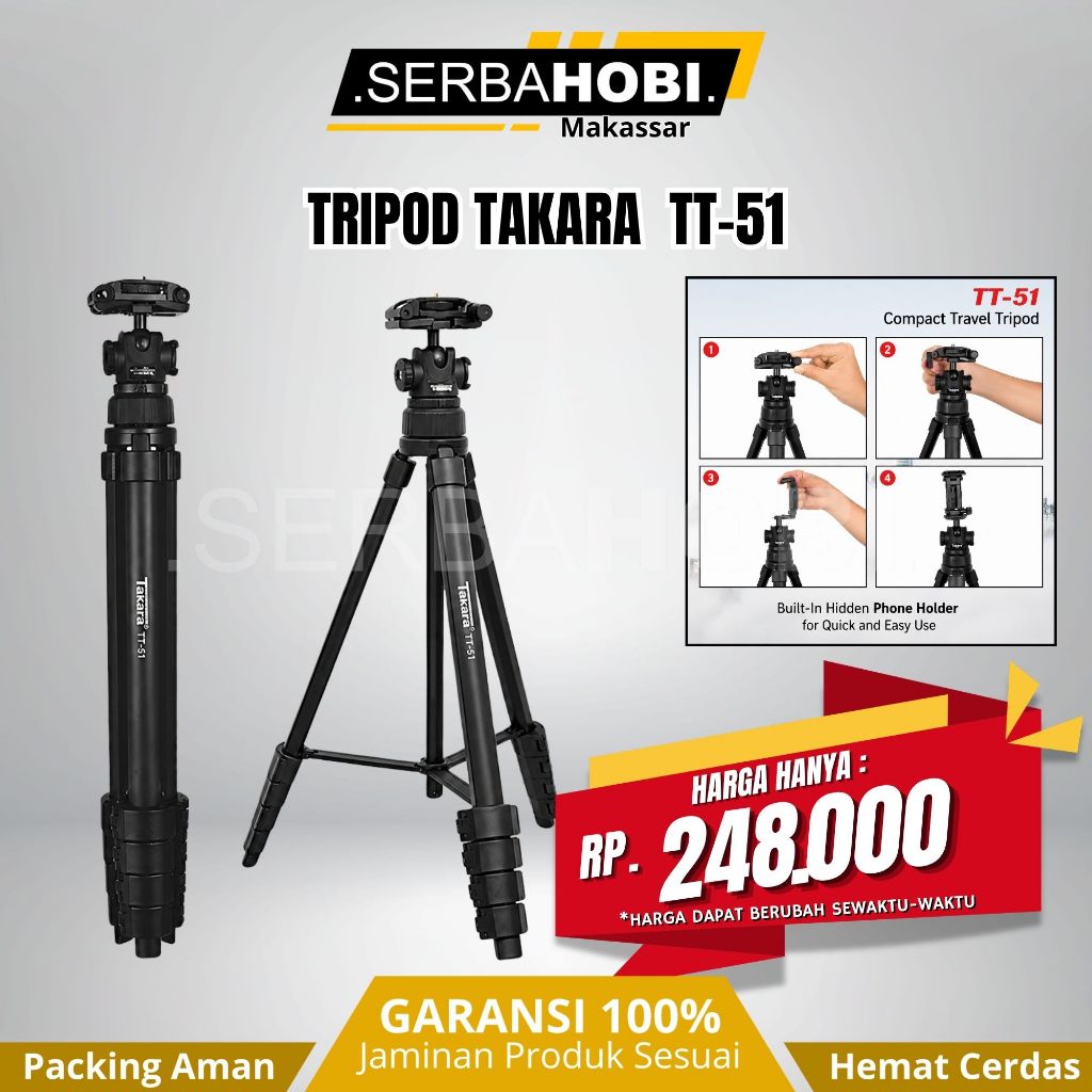 Takara TT-51 ขาตั้งกล้อง - ขาตั้งกล้องและขาตั้งกล้องโทรศัพท์มือถือ