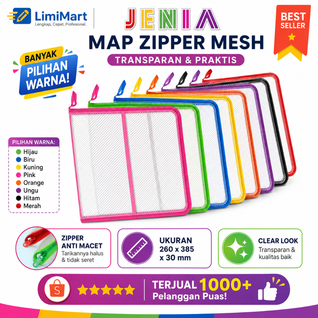 F4 Zipper Plastic Folder – Zipper Bag File Mesh Document Bag Colourful – LimiMart