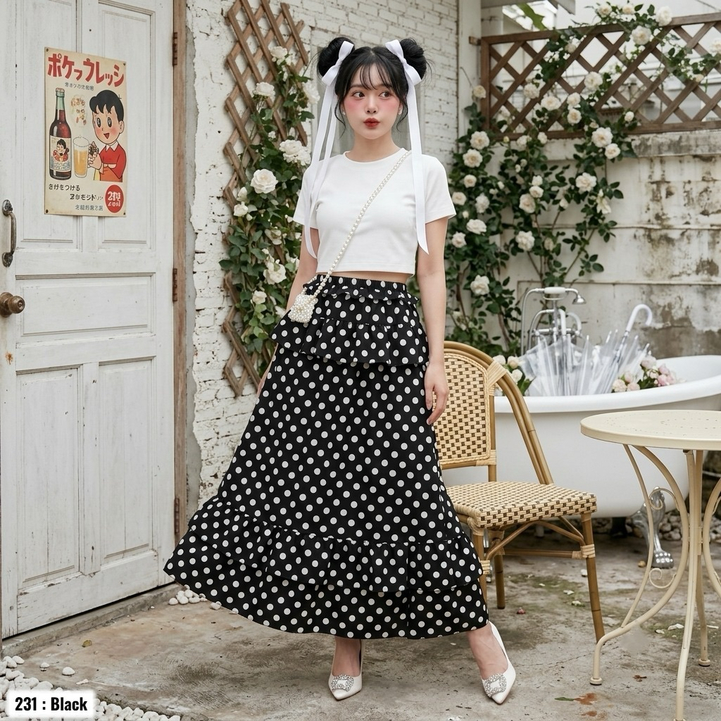 CHRISTIE GZ Layered Skirt / Polka Dot Pattern กระโปรงชั้น 4 ชั้น กระโปรง Helena
