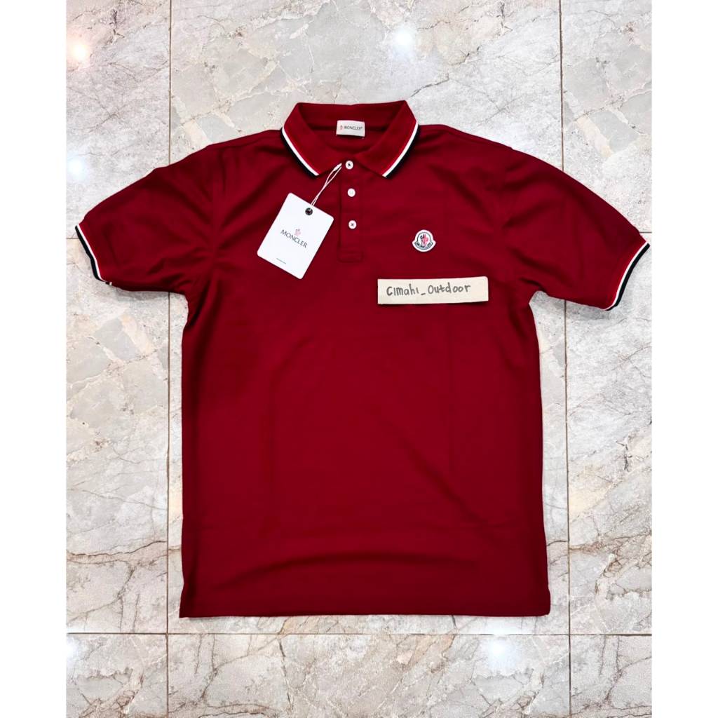 Moncler maglia โปโลแมนิก้าเบอร์กันดี