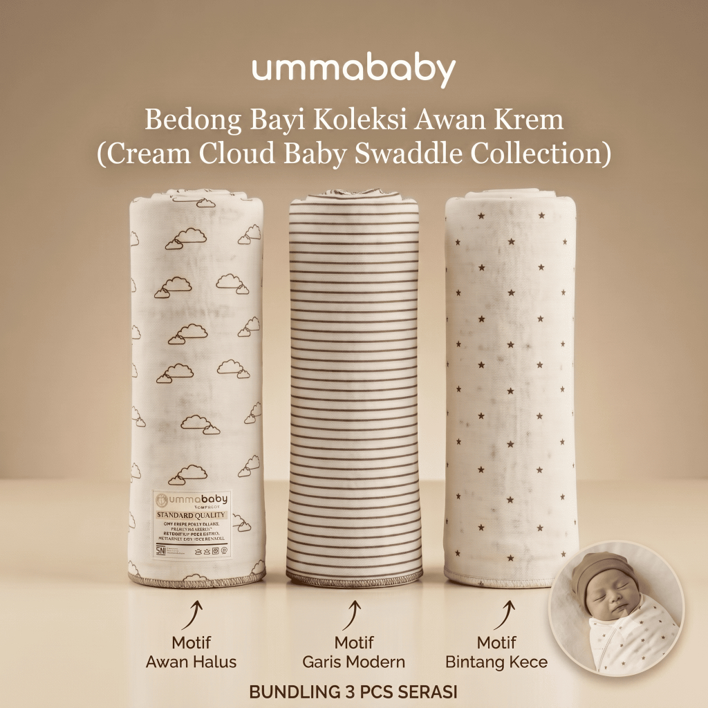 KATUN ผ้าห่อตัวเด็กแบบนุ่ม 3 ชิ้น ขนาดใหญ่ 110x90 ผ้าฝ้าย PE นุ่ม สบาย ทารกแรกเกิด อุปกรณ์เด็กแรกเกิด