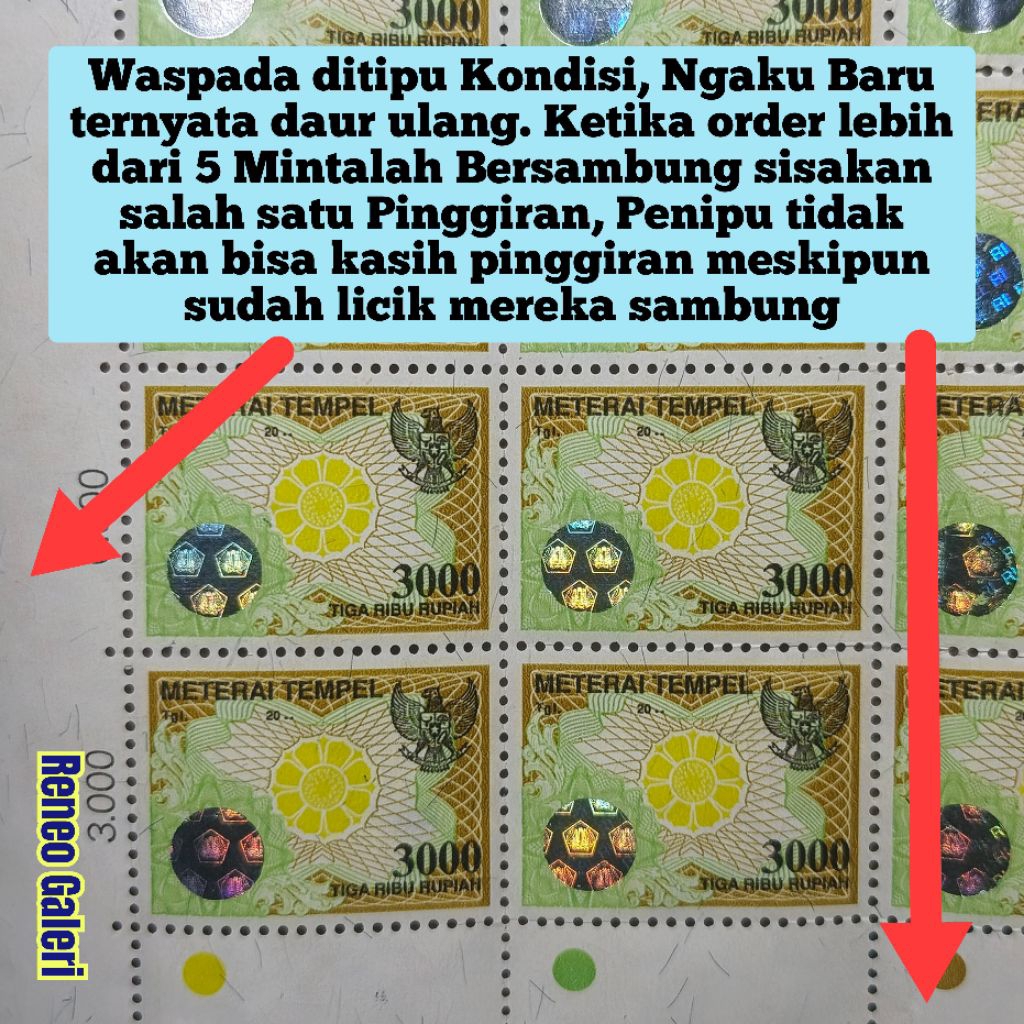 HIJAU รับประกันใหม่ 3000 แสตมป์ Rupiah ปี 2000 2001 2002 แสตมป์แบบ Stick-on Rp. 3,000 ของแท้หน่วยซีล