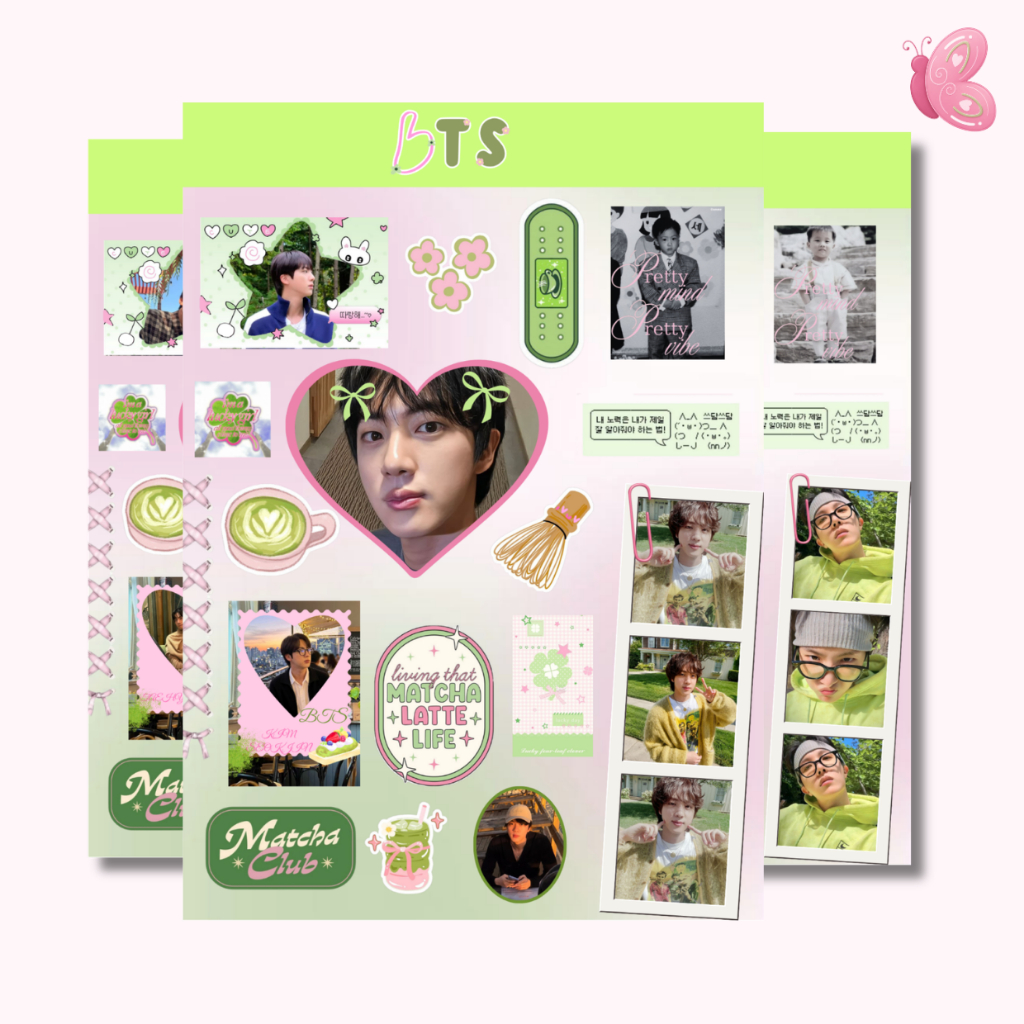 BC STICKER KPOP BTS STRAWBERRY MACHA ALL MEMBERS