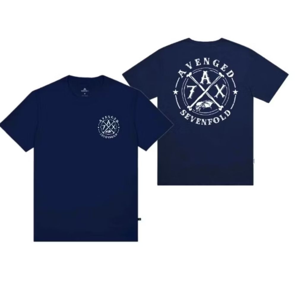 เสื้อยืด Avenged sevenfold Black Navy A7x Icon Logo Bat