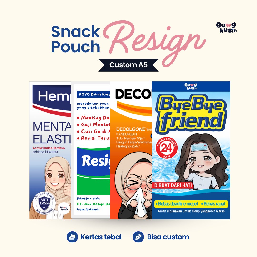 Resign Snack Pouch (A5) ชื่อภาพถ่ายแบบกําหนดเอง – Resign Work Friend ของขวัญอําลา