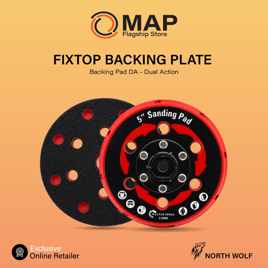 MESIN North Wolf Fixtop Backing Plate 5 นิ้ว M8 - Backing Pad Dual Action Polishing Machine (DA) Mul