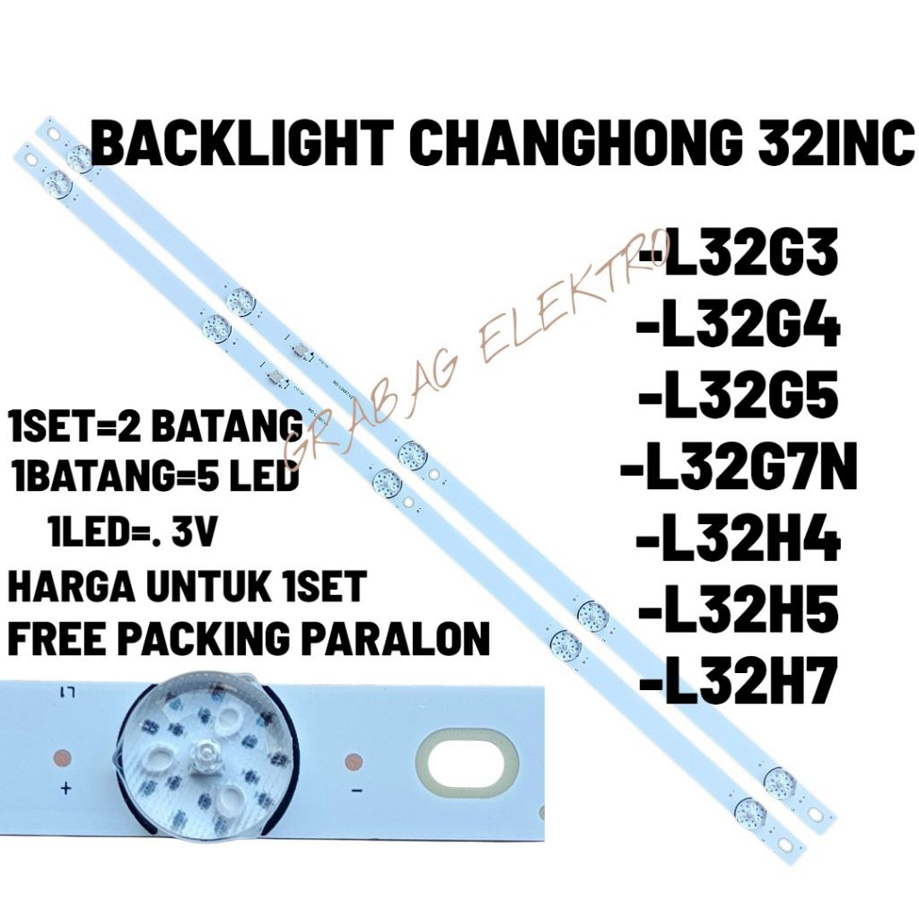 BACKLIGHT CHANONG 32INC L32G3 L32G4 L32G5 L32G7N L32H4 L32H5 L32H7 L32K2 1SET 2 คัน 3V