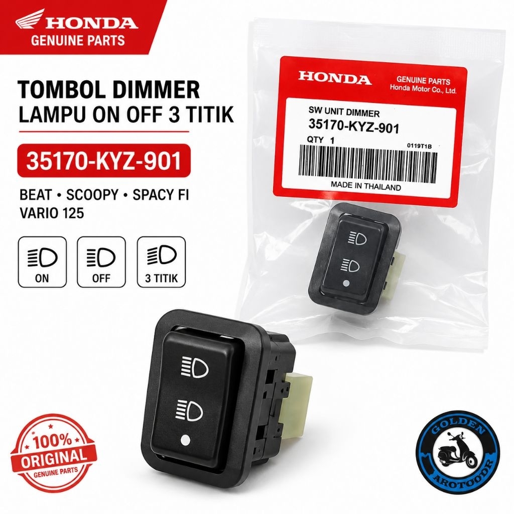 TOMBOL 35170-KYZ-901 3-POINT ON-OFF LIGHT DIMMER BUTTON BEAT SCOOPY SPACY FI VARIO 125 35170-KYZ-901