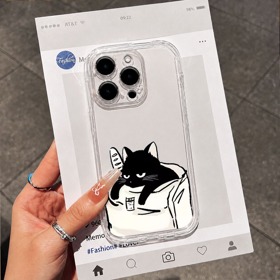 SOFTCASE CLEAR CASE CLEAR CUTE CAT MOTIF PREMIUM PRO CAMERA COMPATIBLE สําหรับ OPPO RENO 15 5G 15F 1