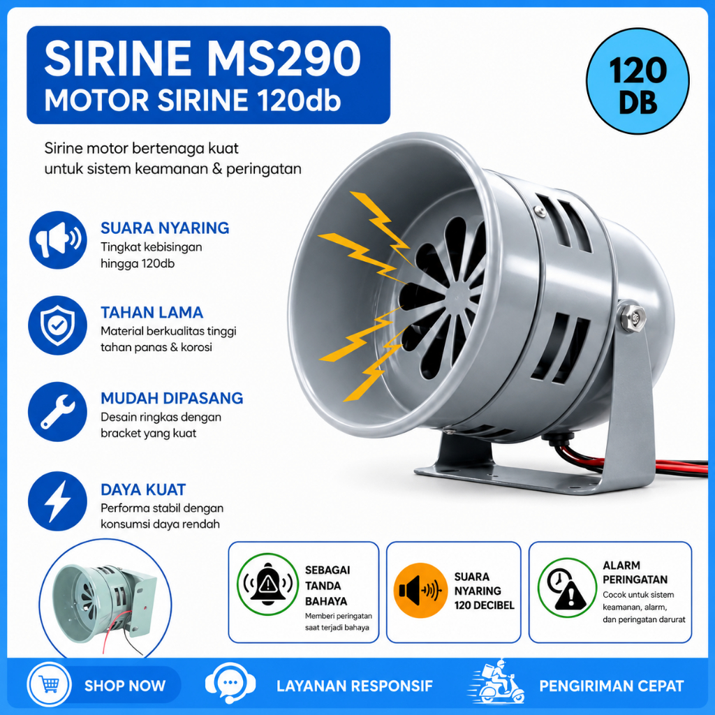 Ms-290 Siren Alarm Factory Industrial Alarm Motor Siren MS290 120db Siren Ac 220volt