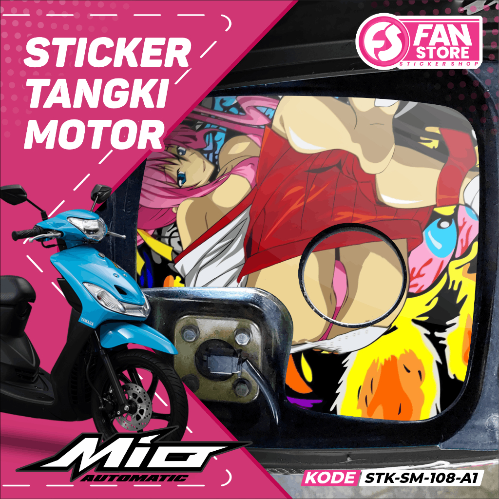 Mio Sporty Motorcycle Tank Sticker with Waifu Racing Anime Motif - Mio Sporty Tank Accessories Stick