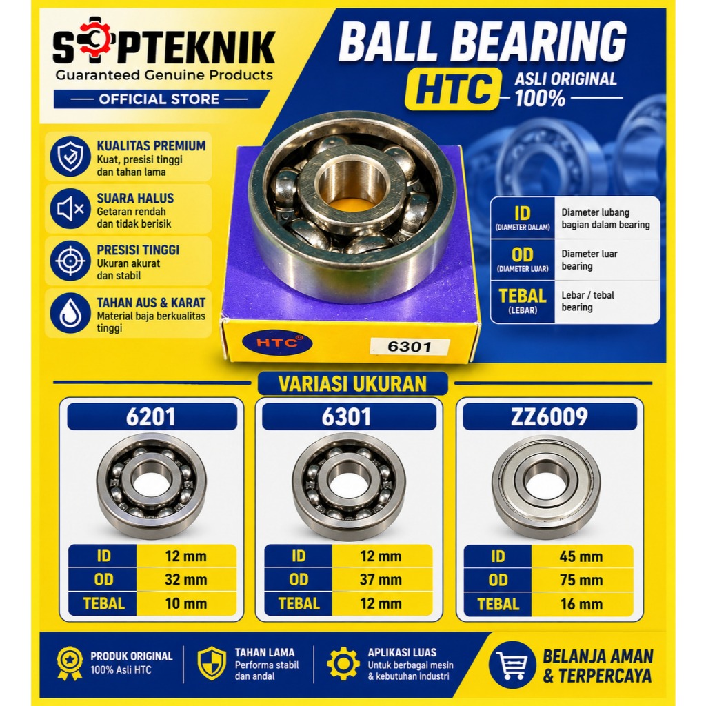 Roller/Ball Bearing 6201, 6301 และ zz-6009 HTC