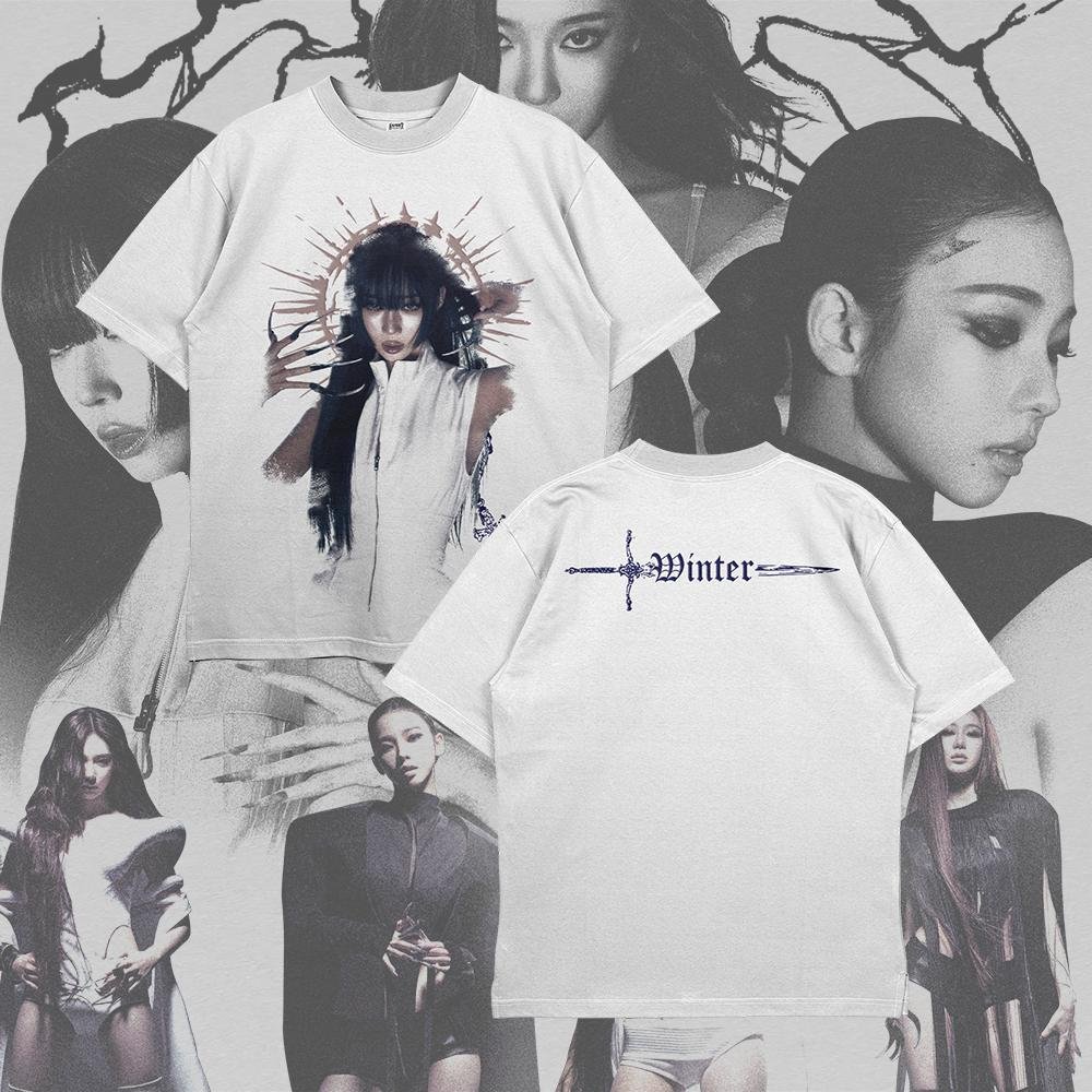 WINTER AESPA LEMONADE Ver.2 WHITE OVERSIZE CUTTING เสื้อยืด Series
