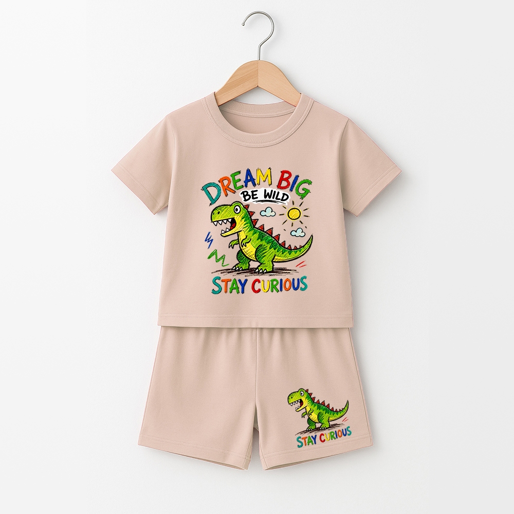 Dino Dream Big Stay Curious ชุดสูทแขนสั้นเด็กชายจัมโบ้ G-1314