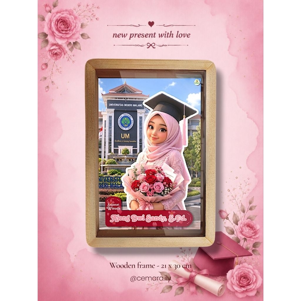 Pop up Caricature Frame - กรอบไม้กระจกอะคริลิค 21x30