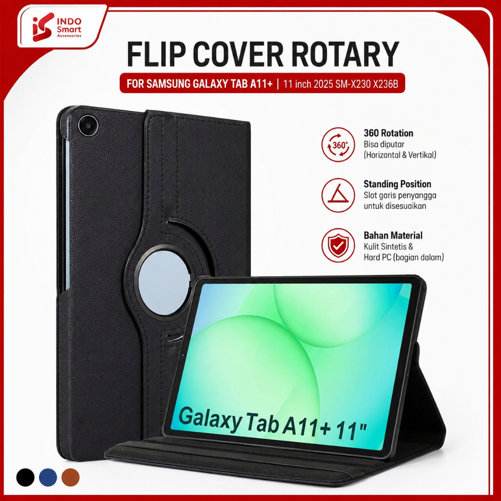 SAMSUNG เคส Galaxy Tab A11+ 5G | ซัมซุง แท็บ A11 พลัส | 11 นิ้ว 2025 X230 X236B ปลอกโรตารี่แบบฝาพับ