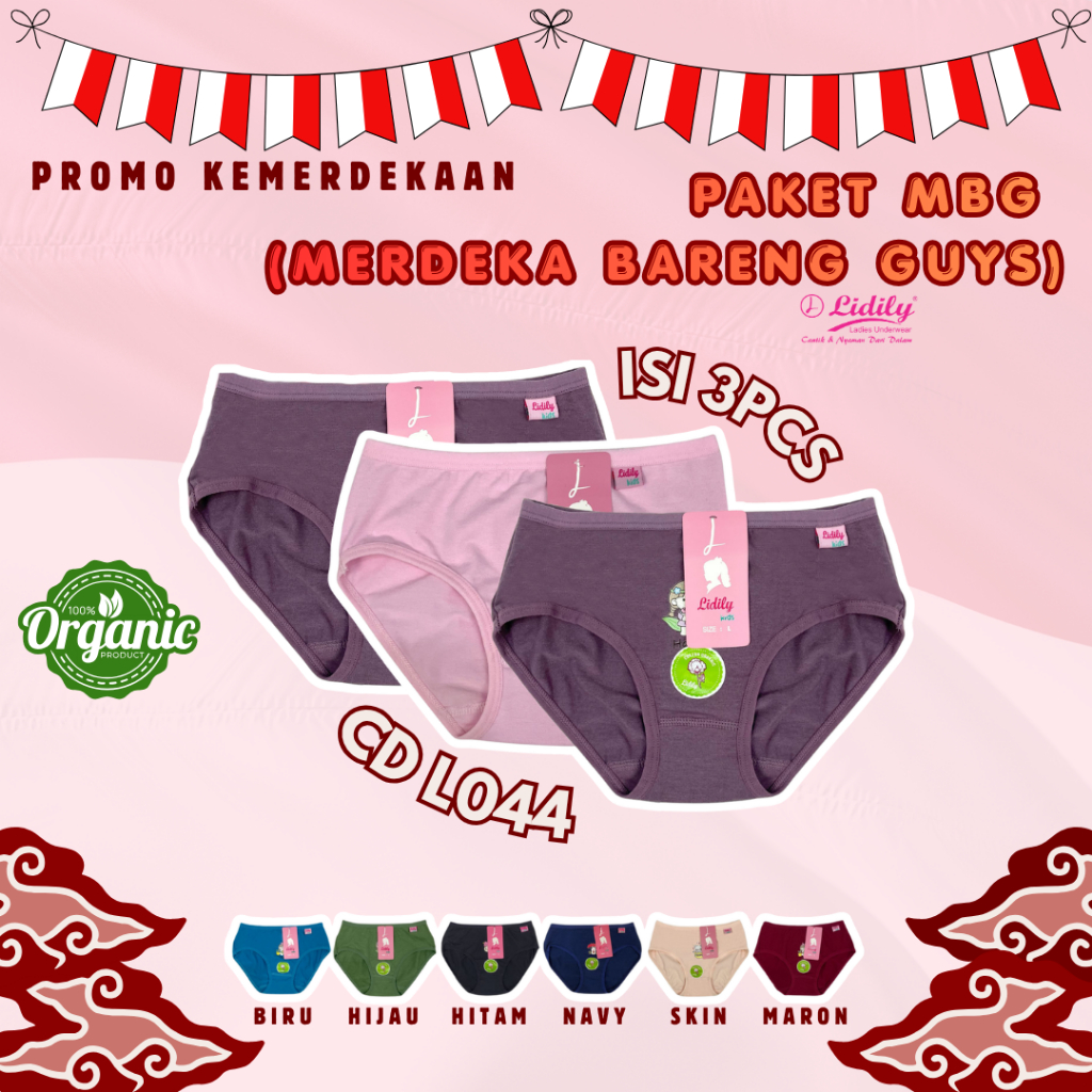 KATUN Lidily (3PCS) Girls Cotton CD L044 Soft, Cool, Sweat-absorbing Cotton ชุดชั้นในเด็กขนาด M-XL