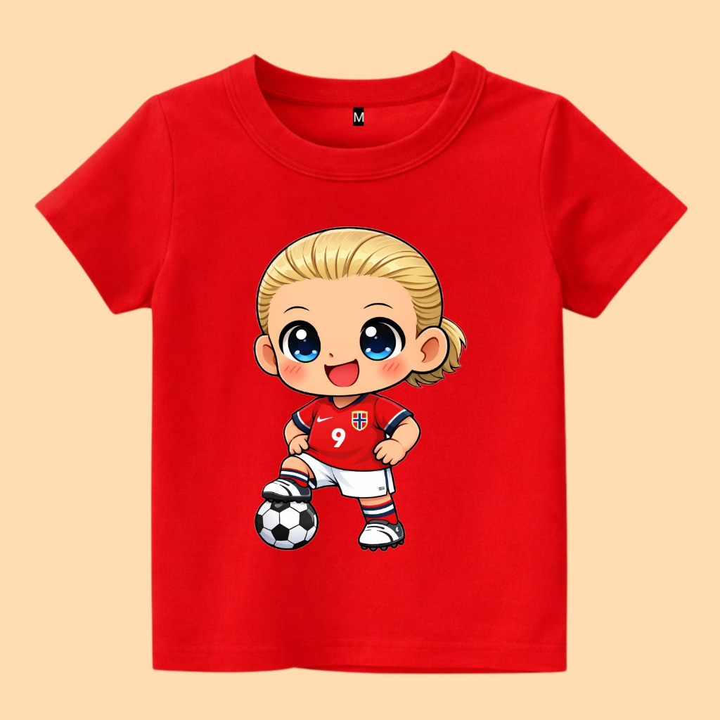เสื้อยืดเด็กภาพตัวละคร erling haaland kawaii