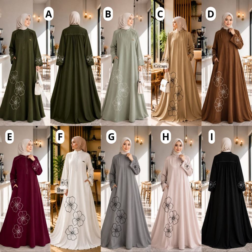KATUN ABAYA DRESS ALUNA EMBROIDERY 3 | FAJAR FAJAR FAJAR | รอยัลคอตตอน | ให้นมบุตร FRIENDLY | เดรสเท