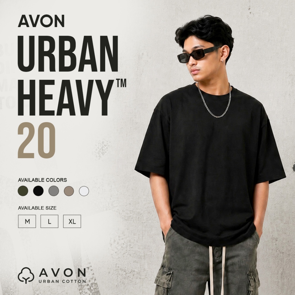 AVON Urban Heavy 20 - เสื้อยืด OVERSIZED ธรรมดา Cotton 20s