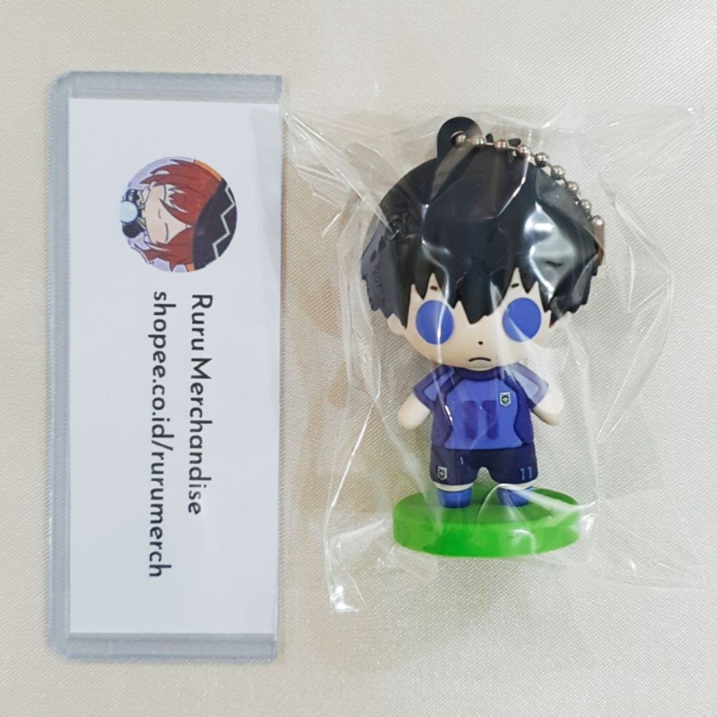 มาสคอตยางล็อคสีน้ําเงิน Chibi Mini Figure Standee Isagi