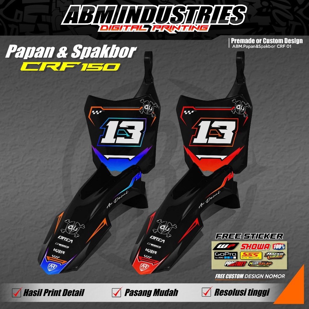 สติ๊กเกอร์ Decal Board & บังโคลนหน้า CRF 150L, CRF 250, CRF 450 - สติ๊กเกอร์รูปลอก START BOARD + Fen