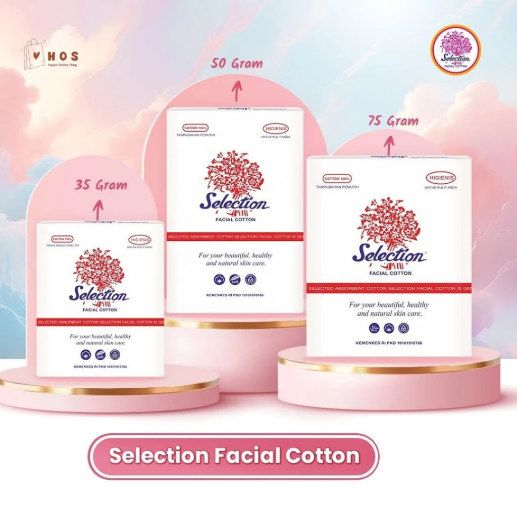 Cotton Selection Facial Cotton Box 35gr-50gr-75gr - Beauty Cotton Makeup Remover และ Dirt Remover บน