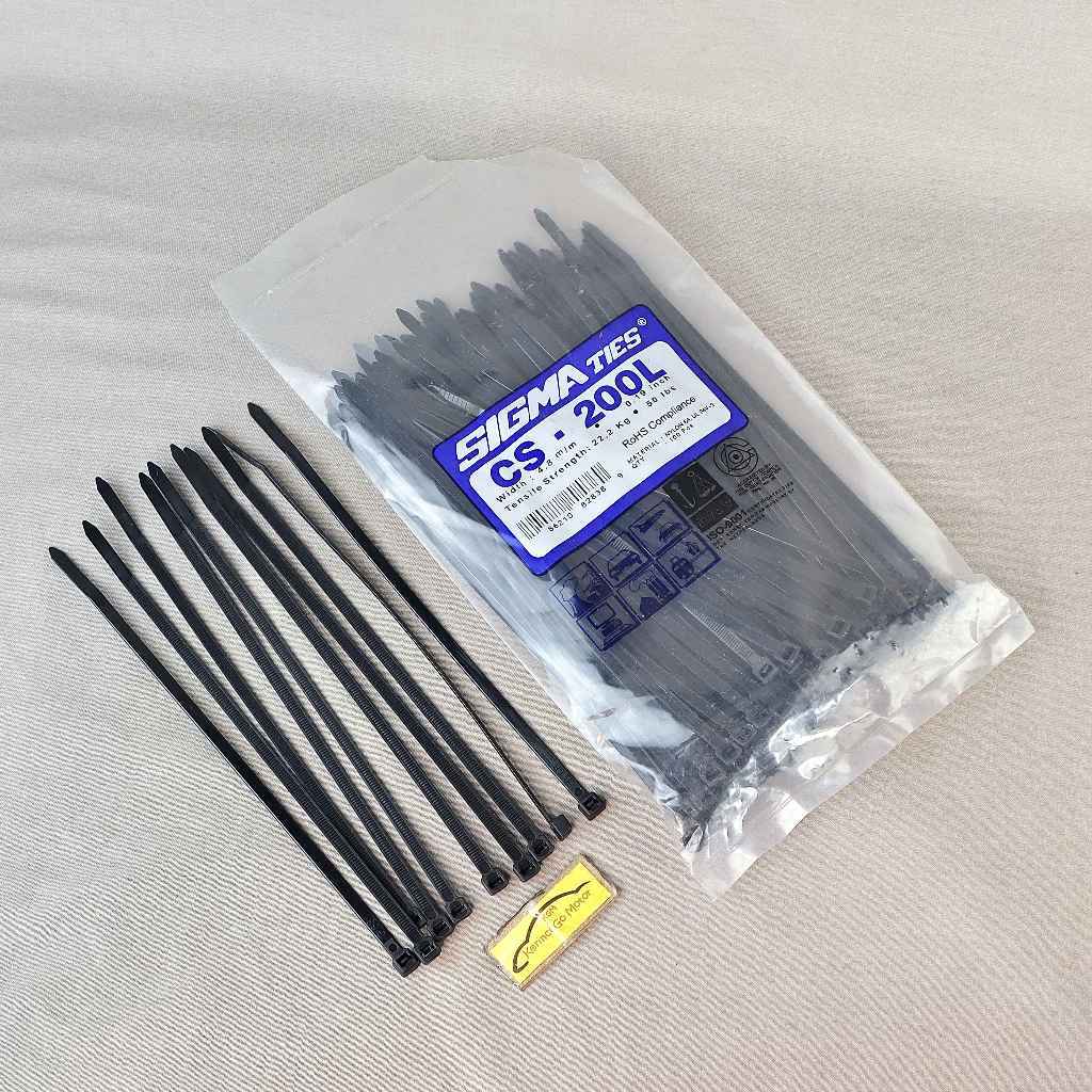 PER 10 PCS Sigma CS 200L สีดํา 20 ซม.ความกว้างสายผูก Insulok Ties 4.8 มม.X 200 มม.