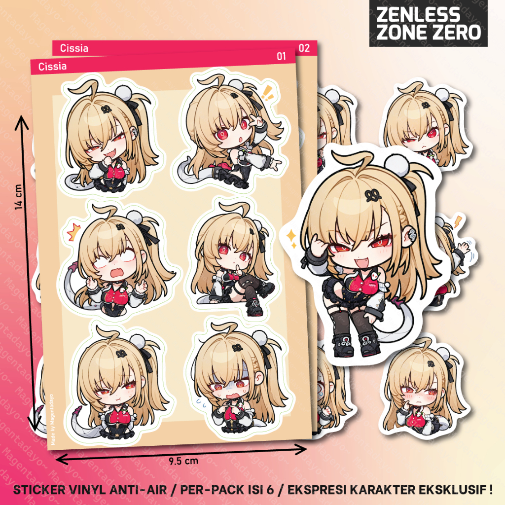 ชุดสติ๊กเกอร์ 6 Cissia ZZZ Zenless Zone Zero Expression Character Exclusive Vinyl กันน้ํา