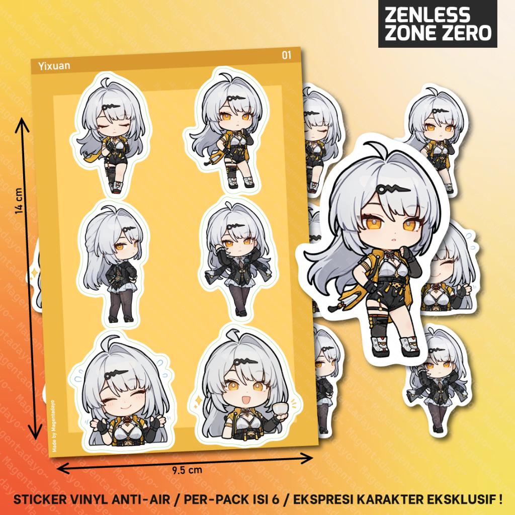 Yixuan ZZZ Zenless Zone Zero Expression ตัวละครพิเศษไวนิลสติกเกอร์กันน้ําชุด 6 ชิ้น