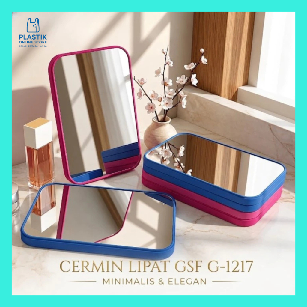 POS กระจกแต่งหน้าพับแบบพกพา / กระจกแต่งหน้าทรงสี่เหลี่ยม GSF 1217